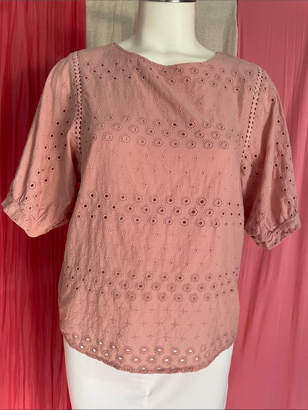 Women’s Eyelet Blouse - Dusty Rose